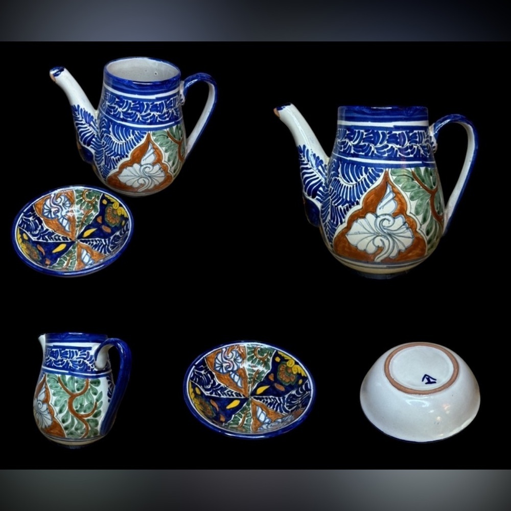 Vintage 1970s Mexican Talavera Mexico Water Pitcher Talavera Small Fruit Bowl